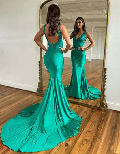 Mermaid Backless Long Prom Dress