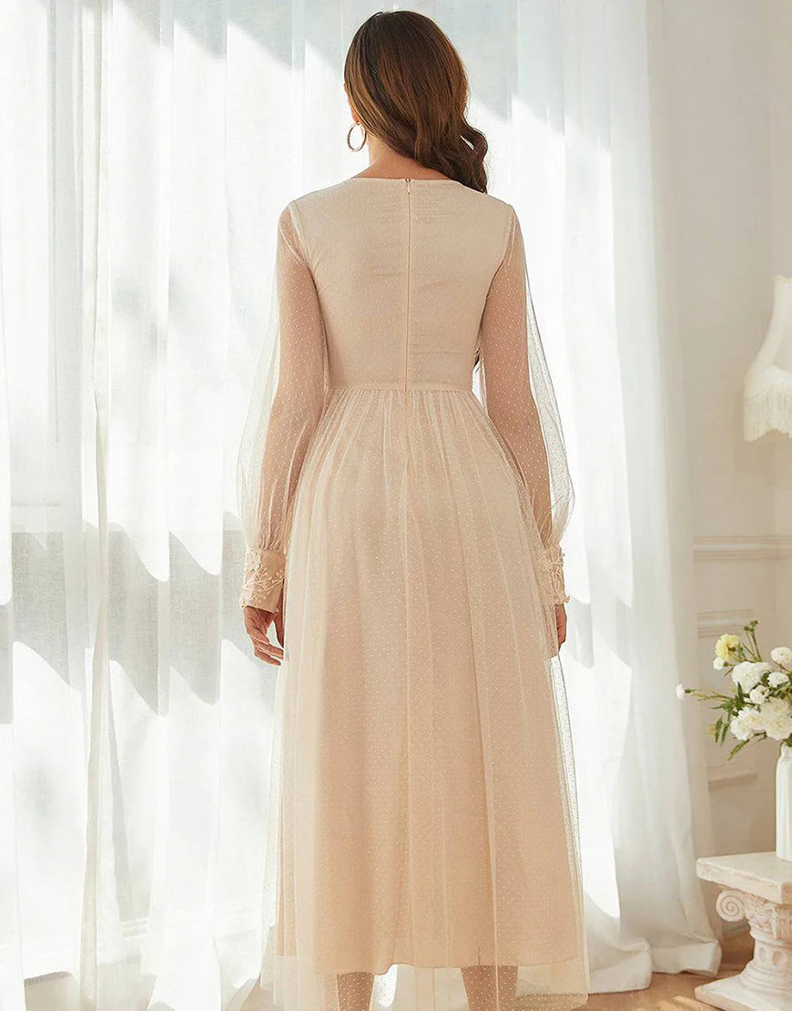 Apricot V Neck Mother Of The Bride Dress