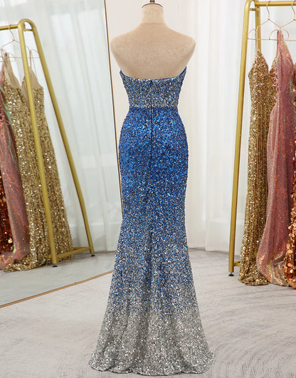 Sequined Off the Shoulder Mermaid Long Prom Dress