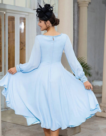 Sky Blue Chiffon Mother of the Bride Dress