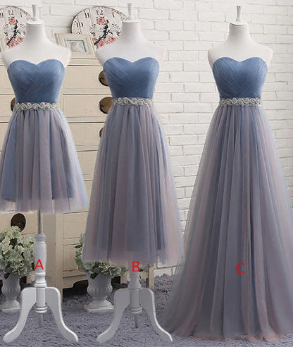 A Line Tulle Long Prom Dress With Sash  Formal Dress Evening Dress Bridesmaid Dress