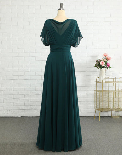 Round Neck Green Chiffon Mother of the Bride Dress