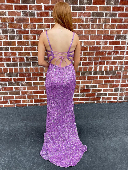 Sequin Mermaid Long Prom Dress With Slit