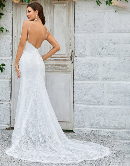 Mermaid Lace Backless Wedding Dress