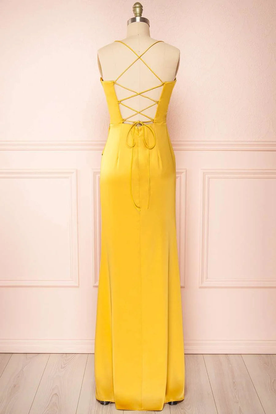 Cowl Neck Lace-Up Back Mermaid Long Prom Dress