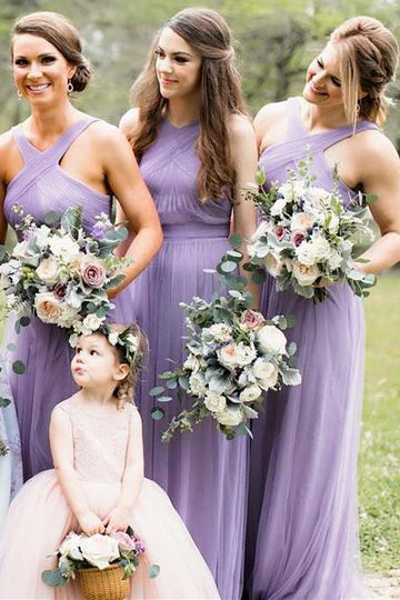 Chiffon Cross-Front Pleated Bridesmaid Dress