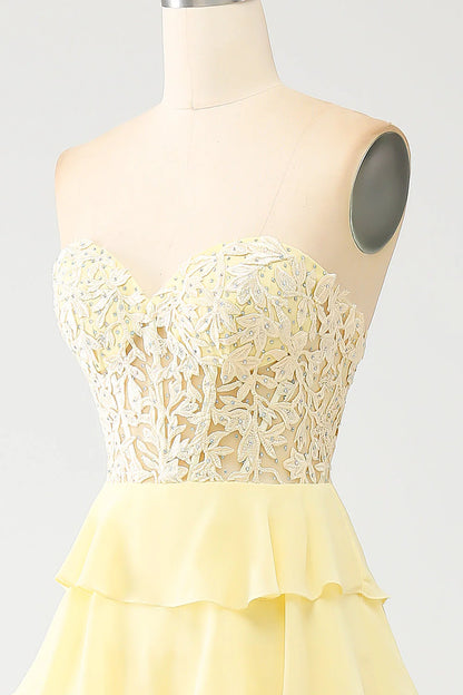 Sky Blue A-Line Off-the-Shoulder Sweetheart Tiered Lace-Up Back Long Prom Dress