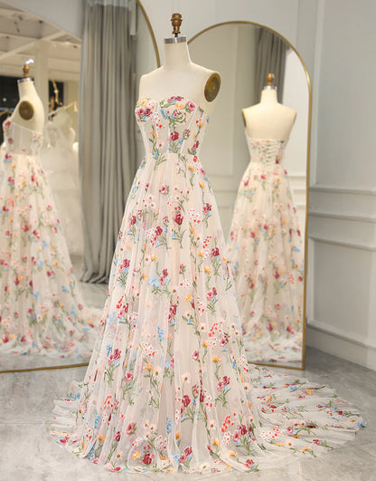Tulle Sweetheart Long Corset Prom Dress