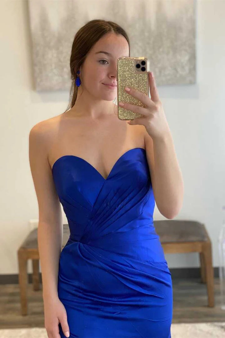 Sweetheart Satin Long Formal Dress with Slit