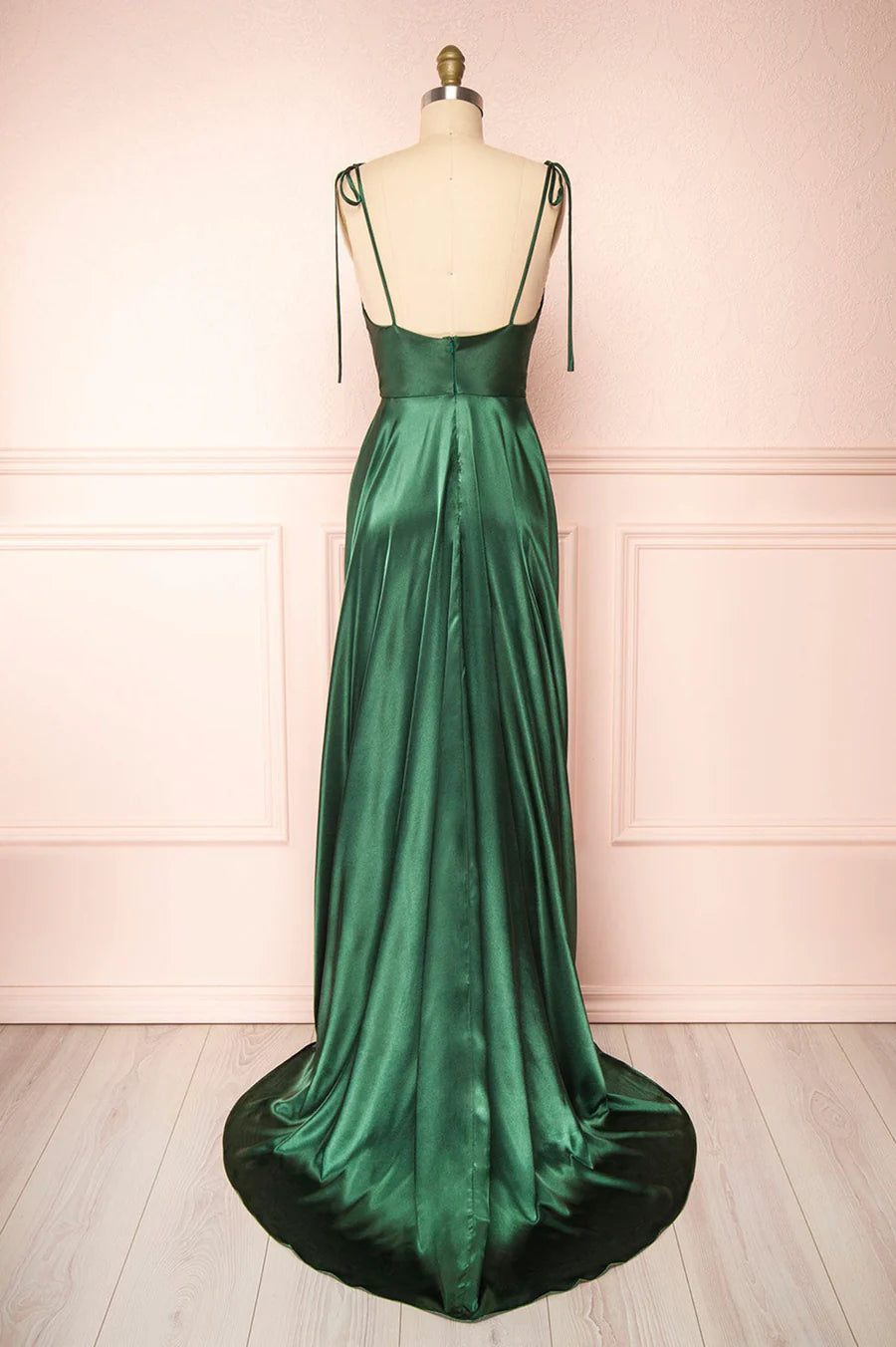 A-Line Spaghetti Straps Satin Long Prom Dresses Bridesmaid Dress