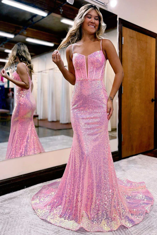 Scoop Neck Straps Trumpet Long Prom Dress