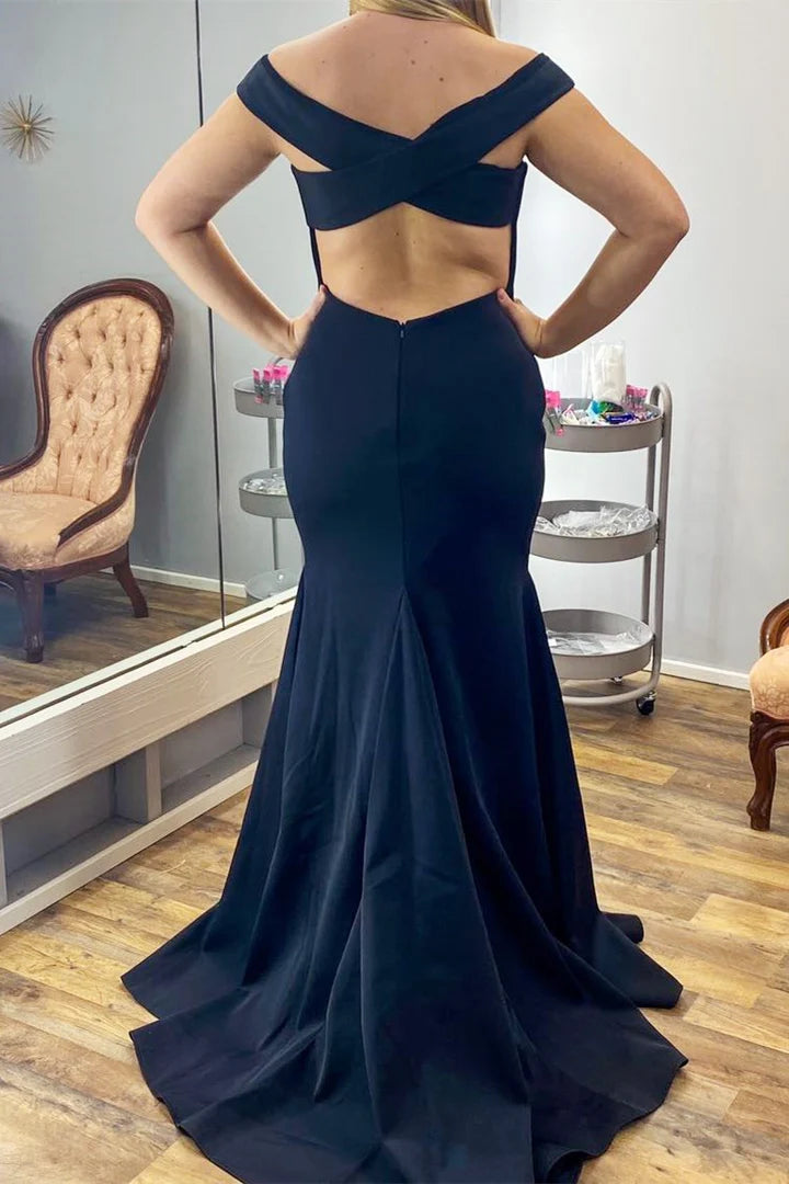 Elegant  Off-the-Shoulder Backless Trumpet Long Prom Dress