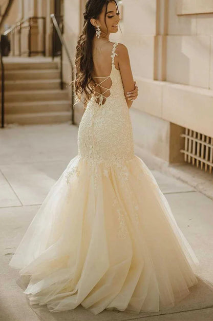 Trumpet  Appliques Long Formal Dress