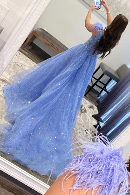 Beaded One-Shoulder Long Prom Dress with Slit