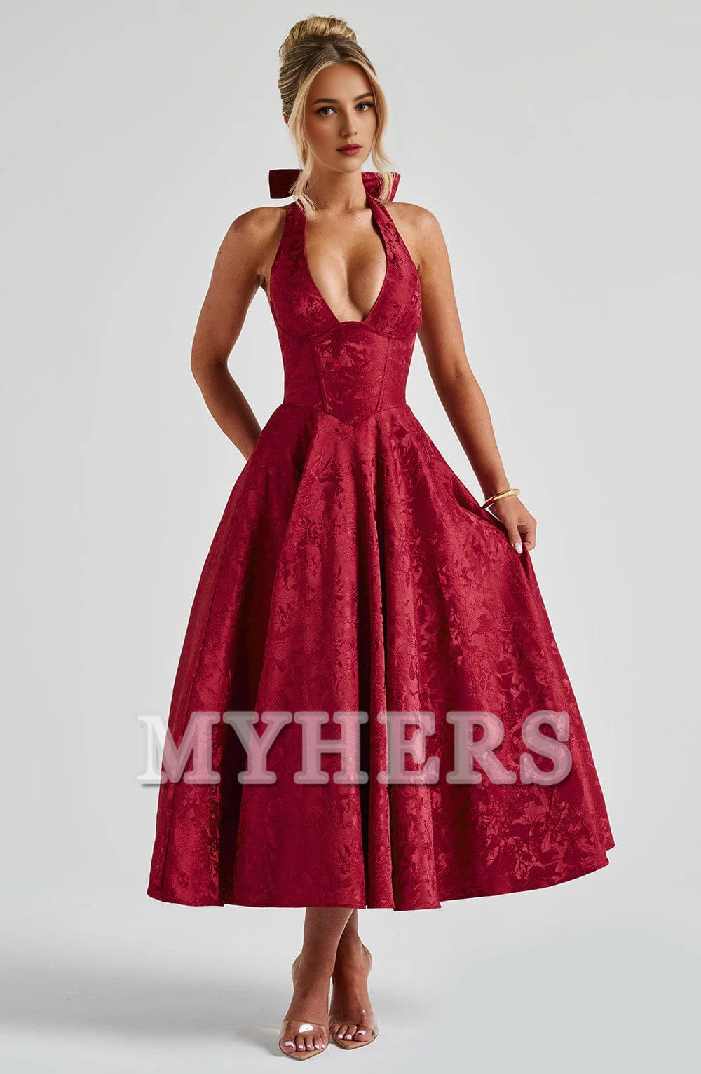 A Line Plunge Neckline Backless Sexy Dresses High Quality Dresses Bridesmaid Dresses Wedding Guests Dresses