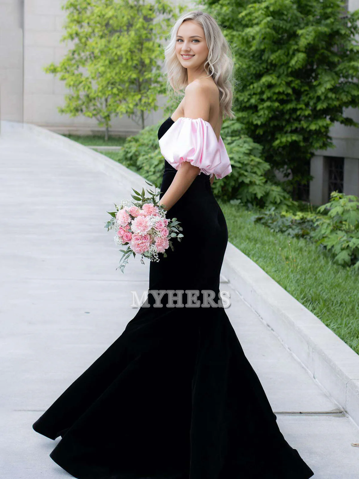 Formal Wear Dresses Off Shoulder Mermaid Cultivate oneself Velvet Long Prom Dress Detachable Sleeves Evening Dress