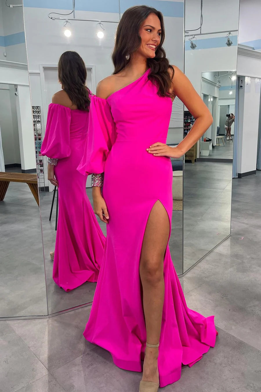 Asymmetrical  Mermaid Long Formal Dress with Slit
