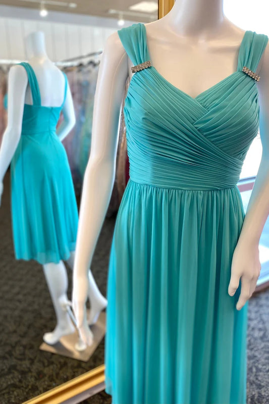 Chiffon Straps A-Line Short Bridesmaid Dress