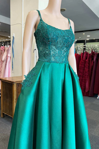 Scoop Neck A-Line Prom Dress with Pockets