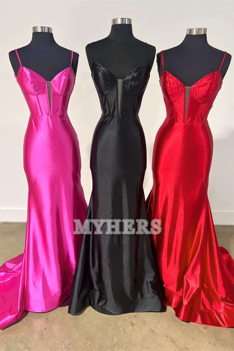 Formal Wear Dresses Sweetheart Spaghetti Strap Satin Mermaid Cultivate oneself Long Prom Dress Sweep Train Evening Dress