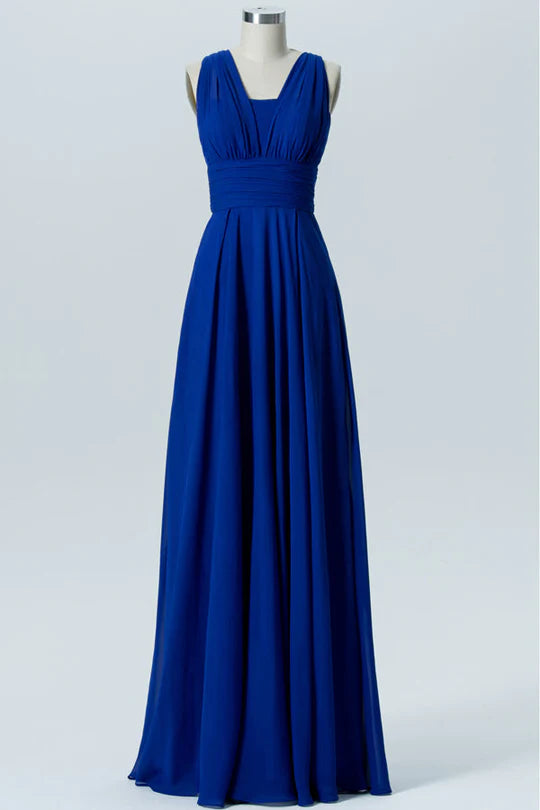 Chiffon Tying Back Banded Waist Bridesmaid Dress