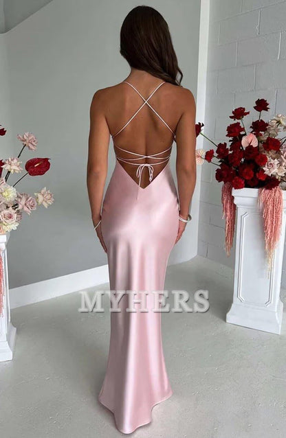 Exquisite Spaghetti Strap Backless Long Charming Bridesmaid Dresses Wedding Guests Dresses