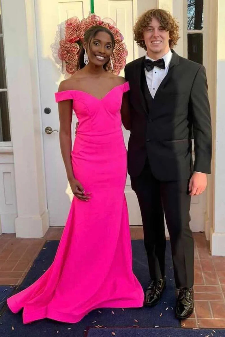 Elegant  Off-the-Shoulder Backless Trumpet Long Prom Dress