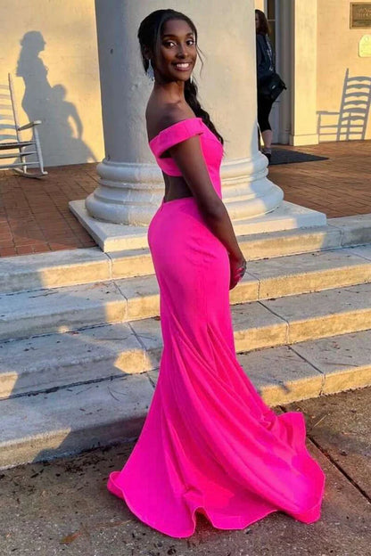 Elegant  Off-the-Shoulder Backless Trumpet Long Prom Dress