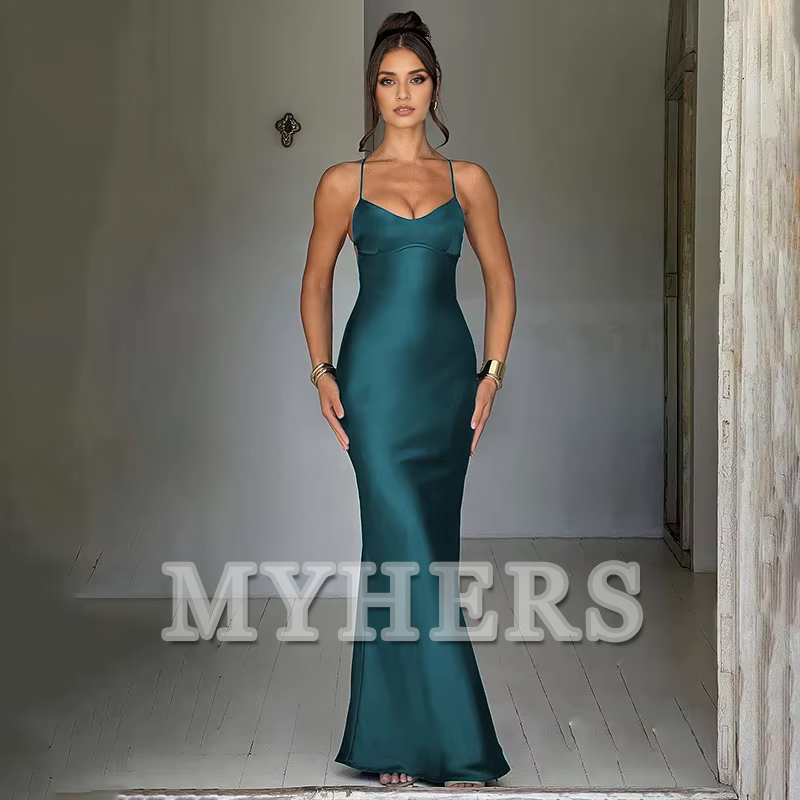 Spaghetti Straps Backless Sexy Dress Beauty Elegant Party Tight Long Dress Sexy Charming Evening Dress Formal Women's Dresses