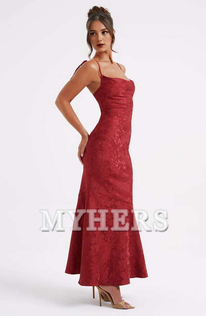 Elegant Cowl Neck Jacquard Lace up Elegant Dresses High Quality Dresses Bridesmaid Dresses Wedding Guests Dresses