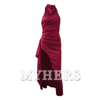 Elegant Solid Color Lace Up Backless Dress Sexy High Waist Slim Fit Gorgeous High-End Evening Dress Formal Women's Dresses