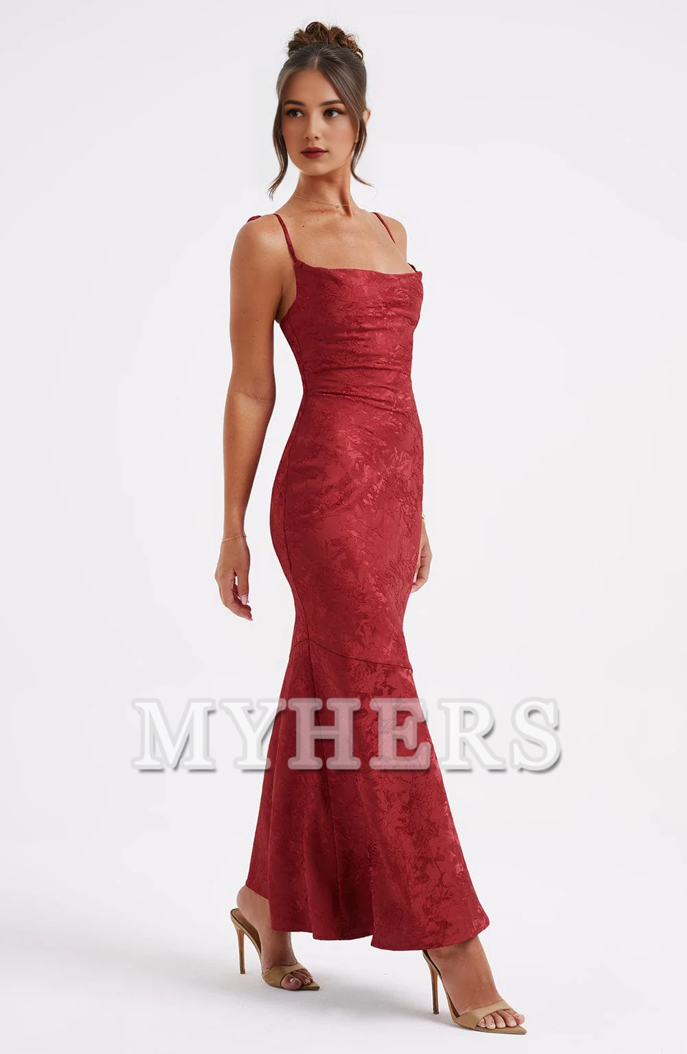 Elegant Cowl Neck Jacquard Lace up Elegant Dresses High Quality Dresses Bridesmaid Dresses Wedding Guests Dresses