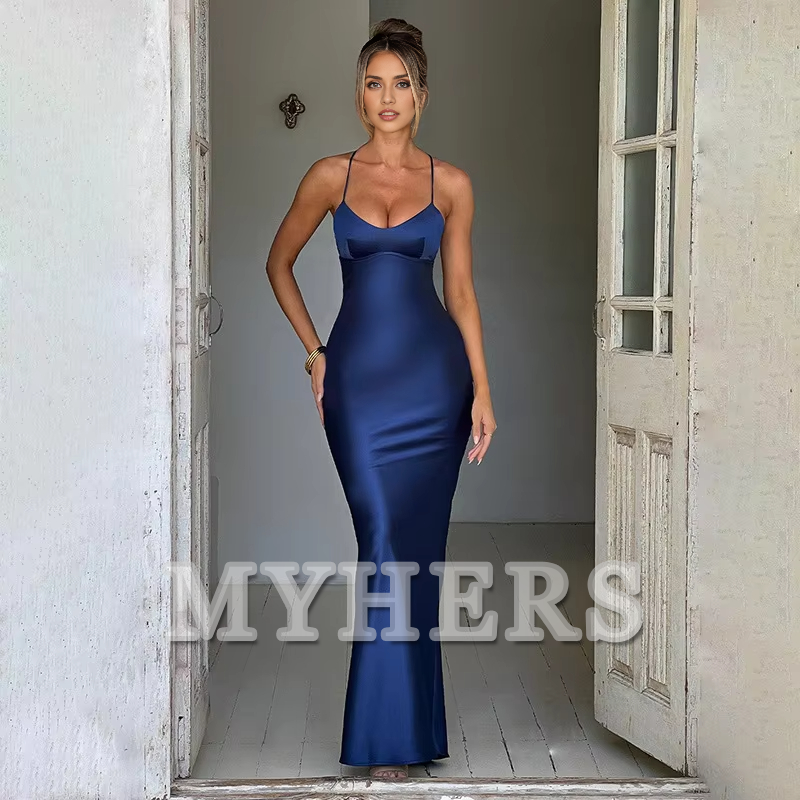 Spaghetti Straps Backless Sexy Dress Beauty Elegant Party Tight Long Dress Sexy Charming Evening Dress Formal Women's Dresses