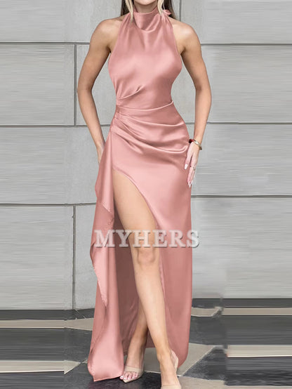 Elegant Solid Color Lace Up Backless Dress Sexy High Waist Slim Fit Gorgeous High-End Evening Dress Formal Women's Dresses