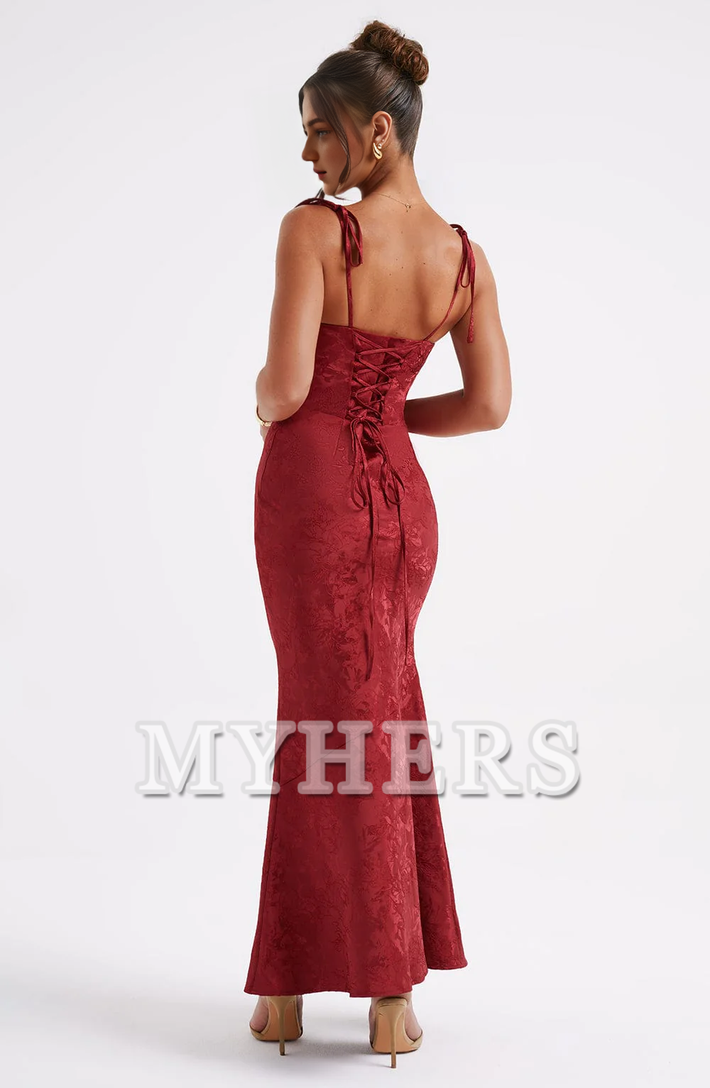 Elegant Cowl Neck Jacquard Lace up Elegant Dresses High Quality Dresses Bridesmaid Dresses Wedding Guests Dresses