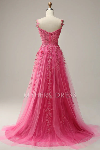 My Hers Ladies Formal Dress Exquisite A Line Sweetheart Spaghetti Straps Fashion With Appliques Prom Dress