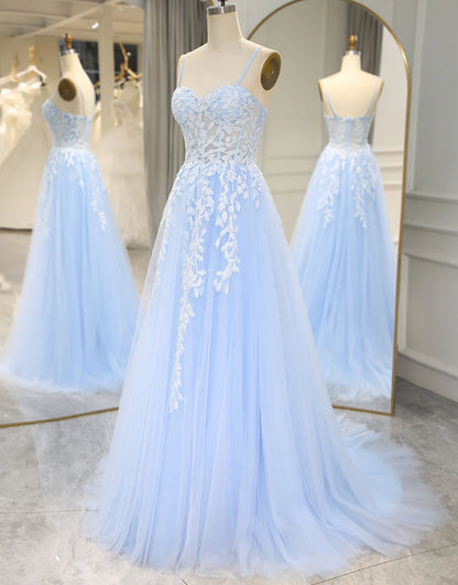 Long Corset Appliqued Prom Dress With Split