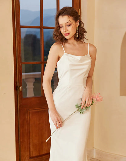 Spaghetti Straps Simple Wedding Dress