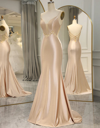 Spaghetti Straps Long Mermaid Prom Dress