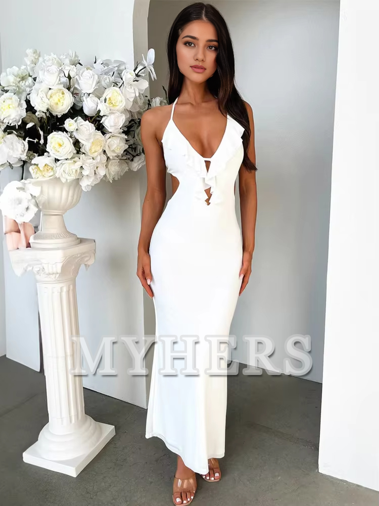 High Split Slim Sleeveless Sexy Dress Elegant Party Long Dresses Backless Bodycon Charming Evening Dress Formal Women's Dresses