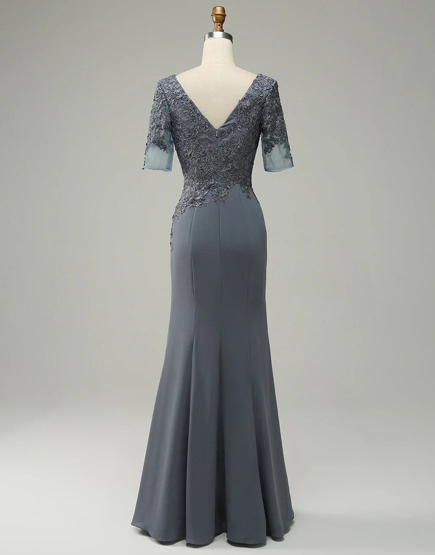 Grey Appliques Mother of Bride Dress