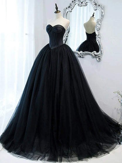 A Line Sweetheart Princess Tulle Long Prom Dress