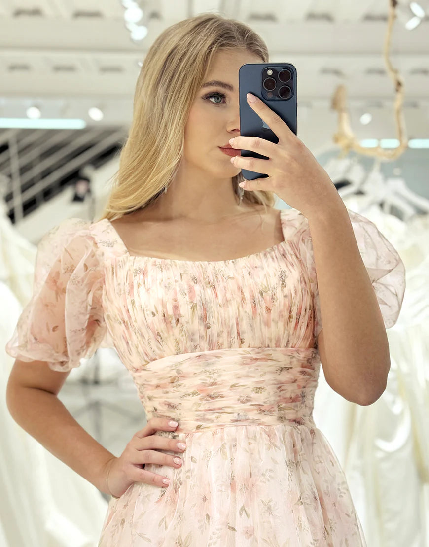 A Line Square Neck Long Prom Dress