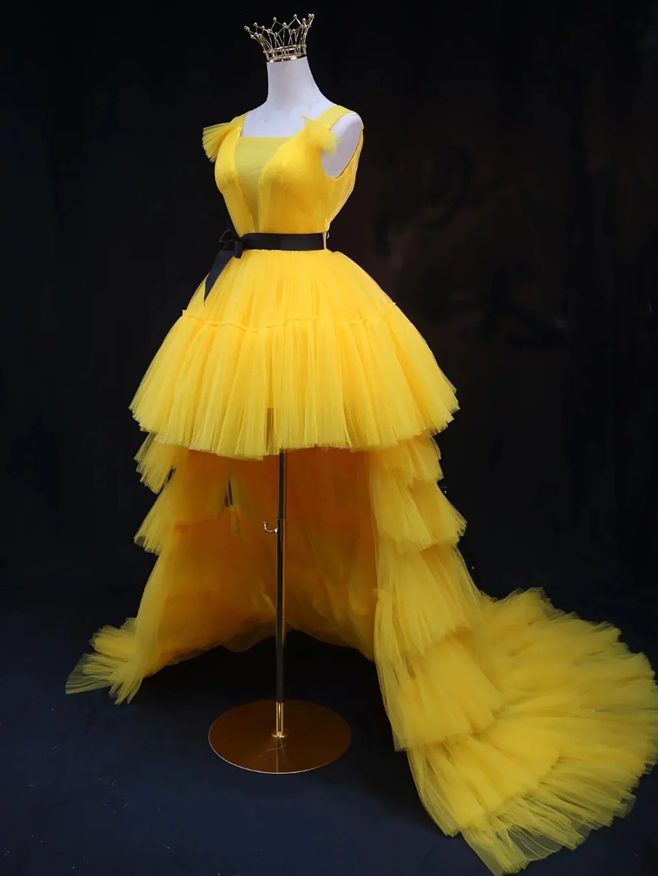 High Low Tulle Sleeveless Prom Dress