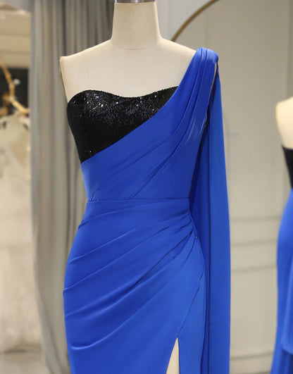 Mermaid One Shoulder Long Prom Dress With Split