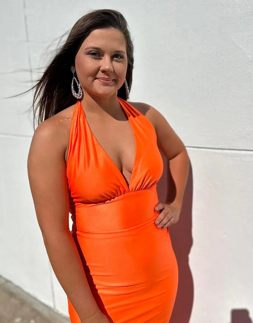 Mermaid Halter V-Neck Long Prom Dress