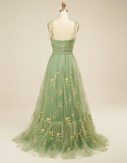 Sweetheart Embroidery Long Prom Dress