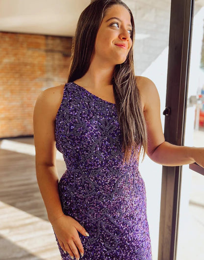 One Shoulder Long Prom Dress With Slit