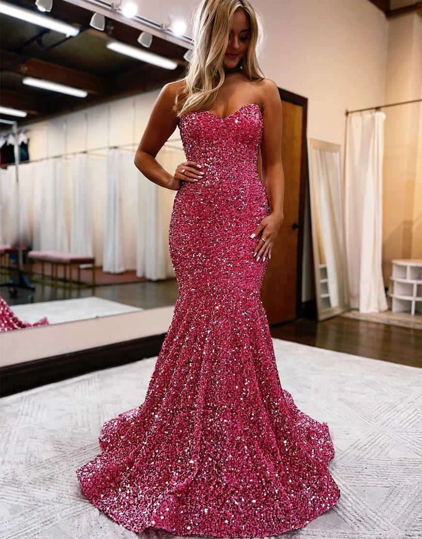 Sequin Mermaid Royal Blue Prom Dress