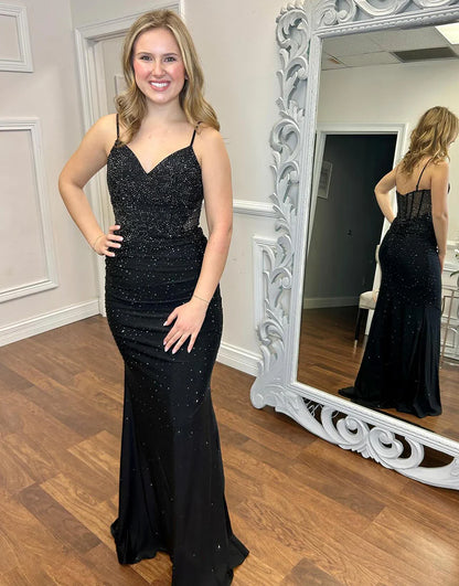 Mermaid V-Neck Spaghetti Strap Long Prom Dress